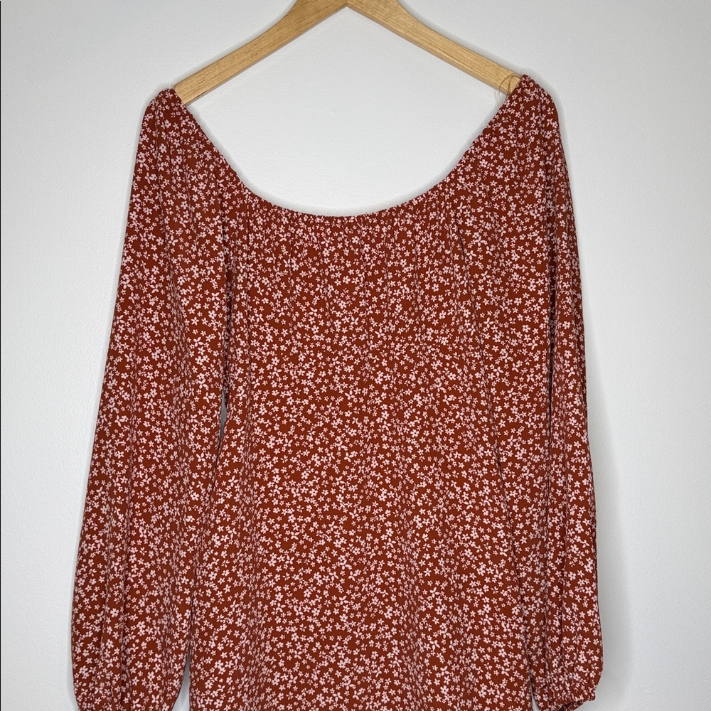Lush cinnamon floral peasant mini dress size medium - Picture 7 of 10